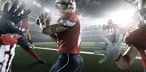 Quarterback about to be tackled