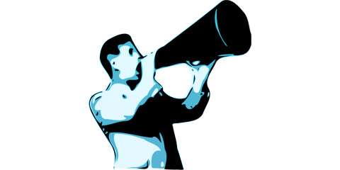 Man with megaphone