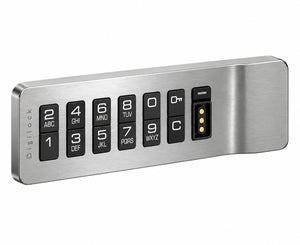 DigiLock Aspire horizontal keypad lock with pull, key insert on right, brushed nickel