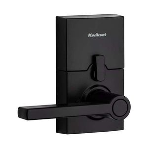 Kwikset SmartCode 917HFL-CNT-514 in Matte Black Interior Angled