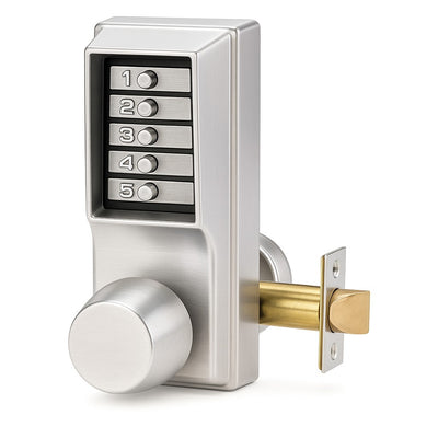 dormakaba Simplex 1011 mechanical pushbutton lock with knob in Satin Chrome