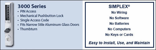 Simplex 3000 Narrow Stile Pushbutton Lock | GoKeyless