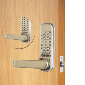 Codelocks keyless keypad lever lock on wood door