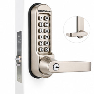 Codelocks CL555 Mortise Lock - Stainless Steel with Code Free and Key Override