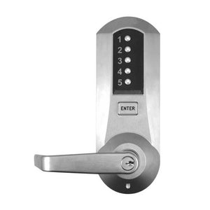Photo of Simplex 5010 exit trim in satin chrome.