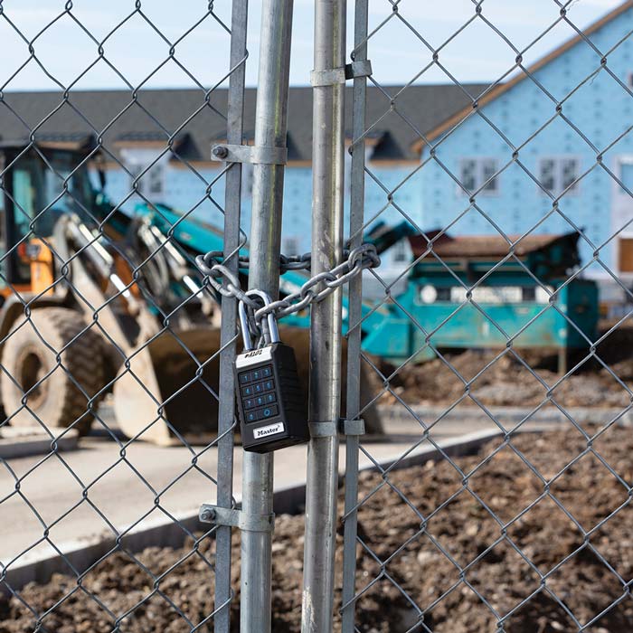 Master Lock 6400LJENT on Construction Gate Exterior