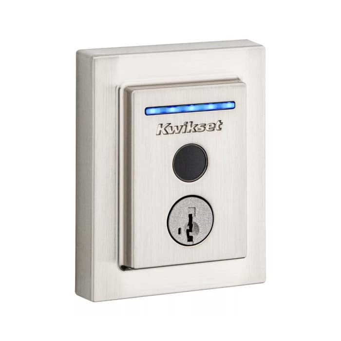 Kwikset Halo Touch in Satin Nickel Blue LED Identifying Fingerprint