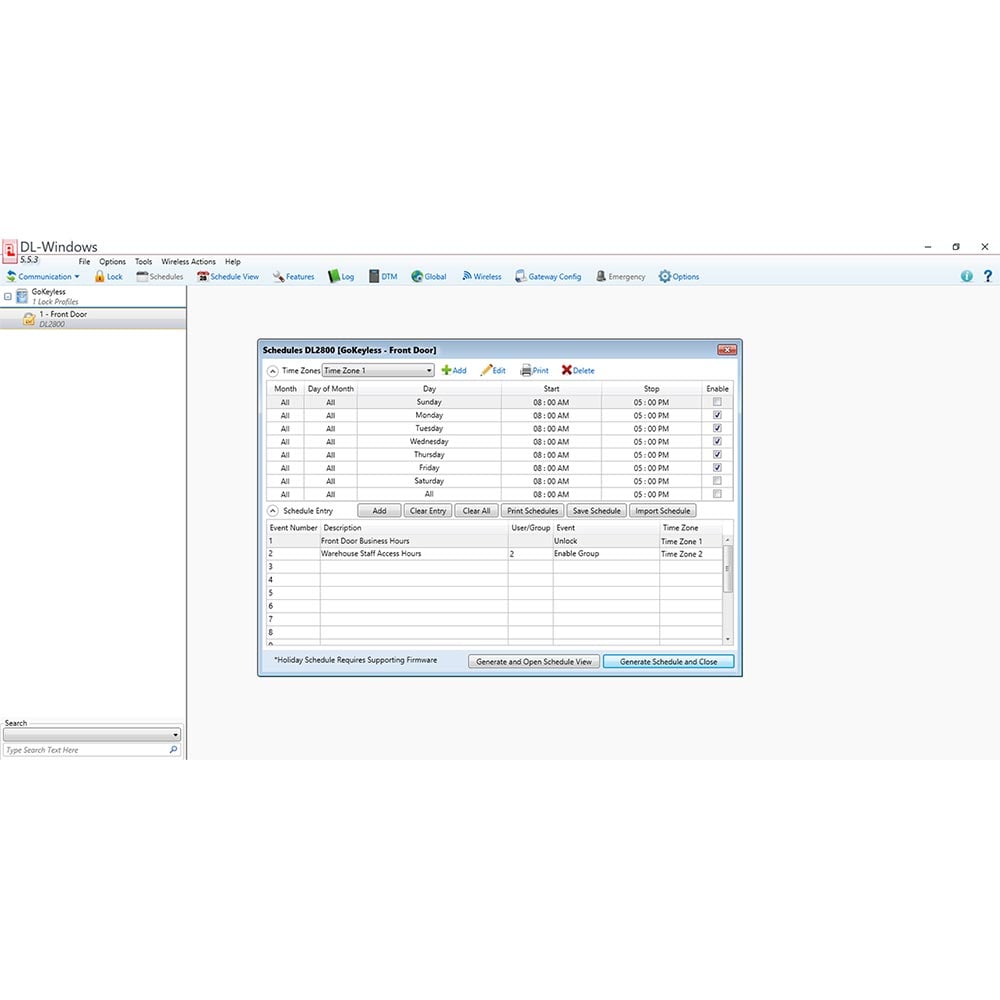 Schedule lock operation and access times