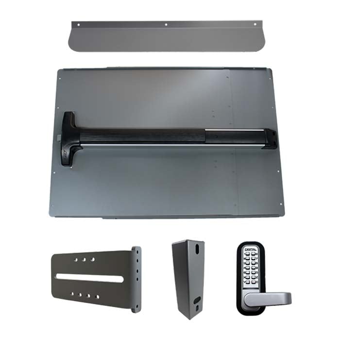 LockeyUSA PS62 Standard Panic Shield Security Kit with Detex V-40 in Silver
