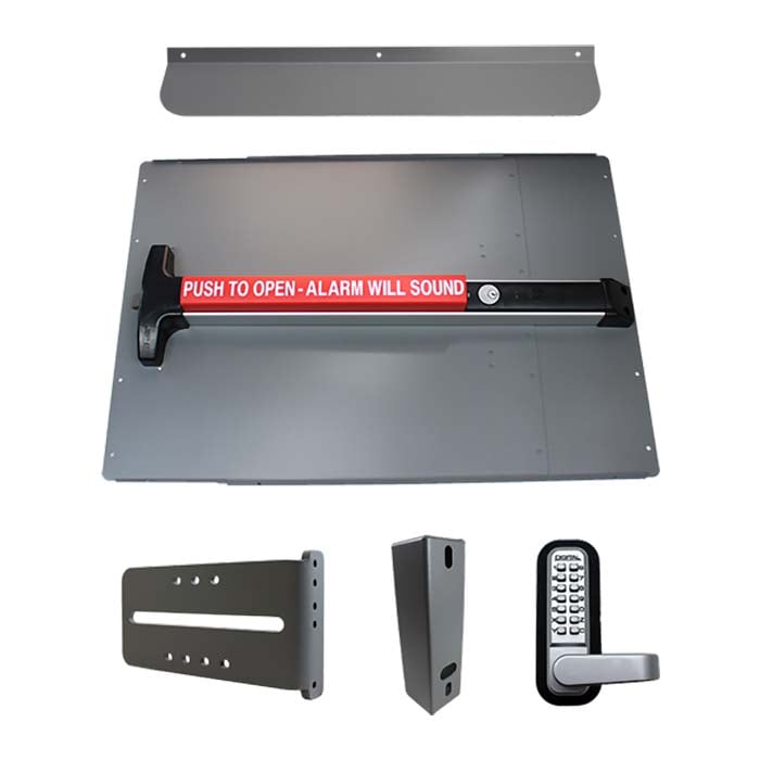LockeyUSA PS63 Standard Panic Shield Security Kit with Detex V-40xEBxW in Silver